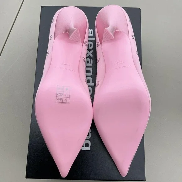 Alexander Wang Women's Delphine Crystal Logo Embellished Pumps Size 7 - Picture 6 of 6